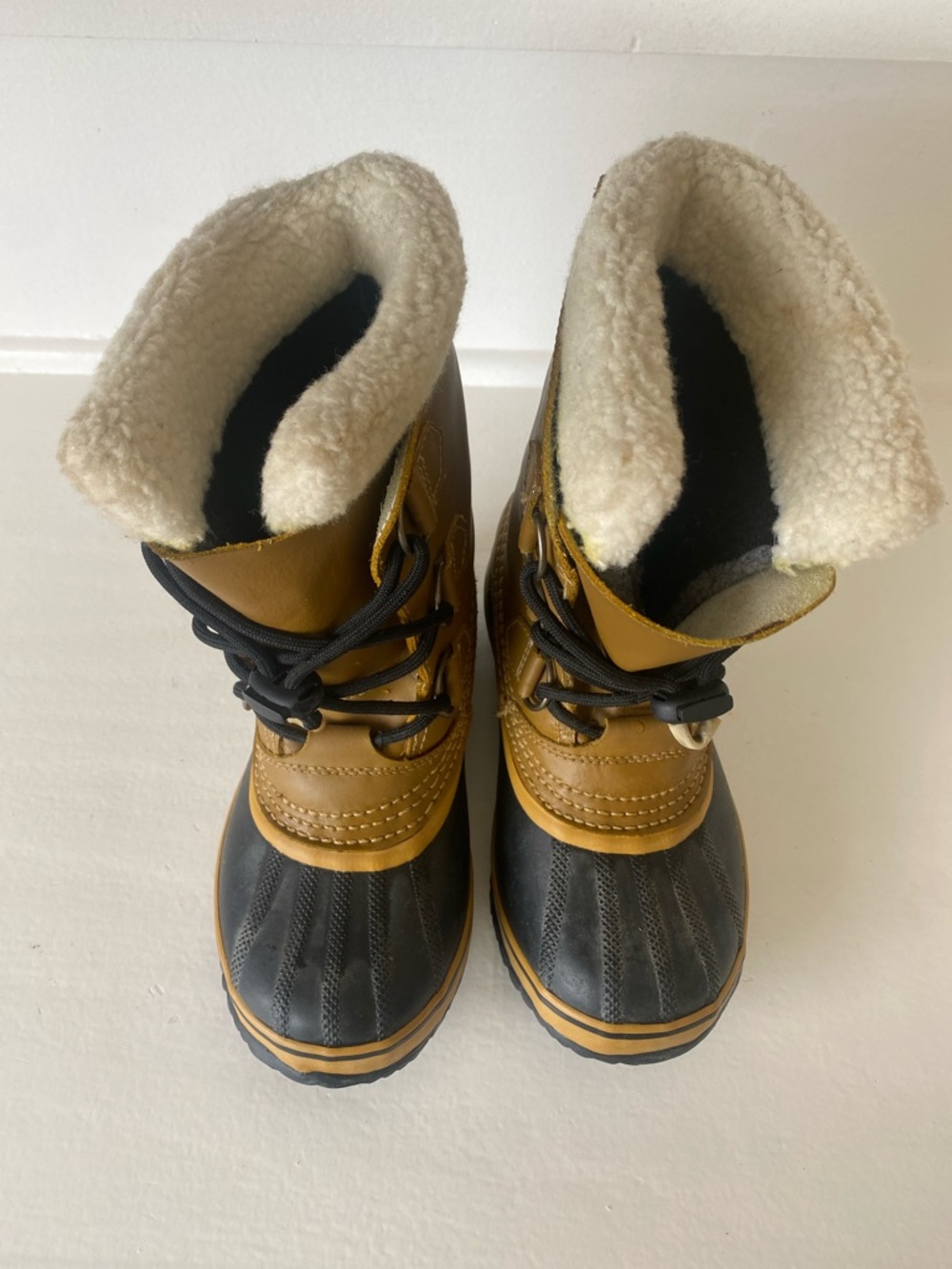Sorel Kids Two-Tone Black and Tan Waterproof Winter Boots